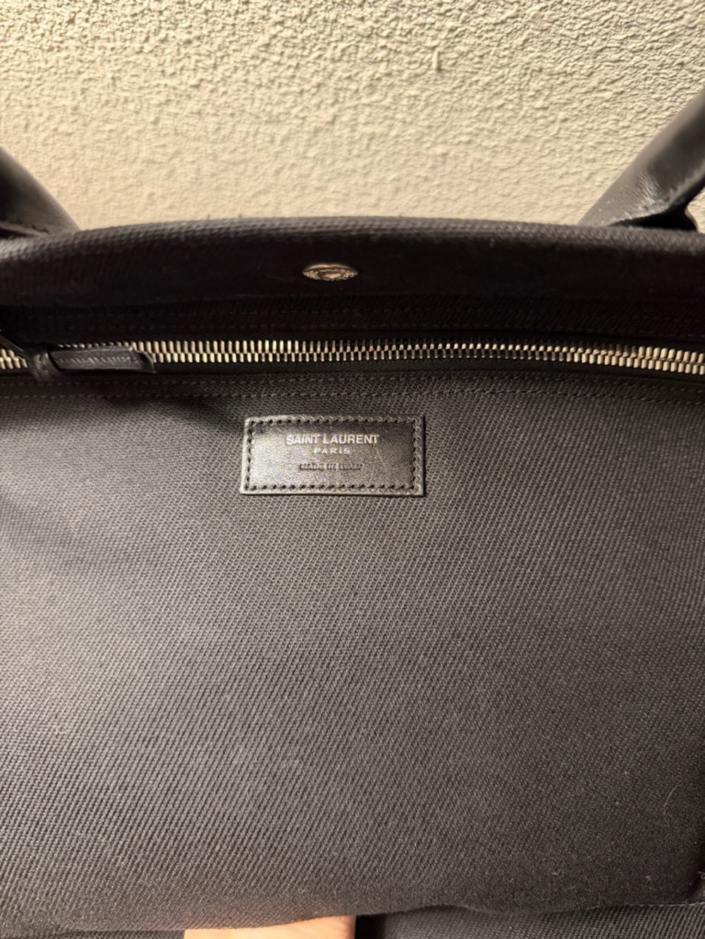 Saint Laurent Black Canvas Rive Gauche Tote with White Logo - Picture 4 of 4